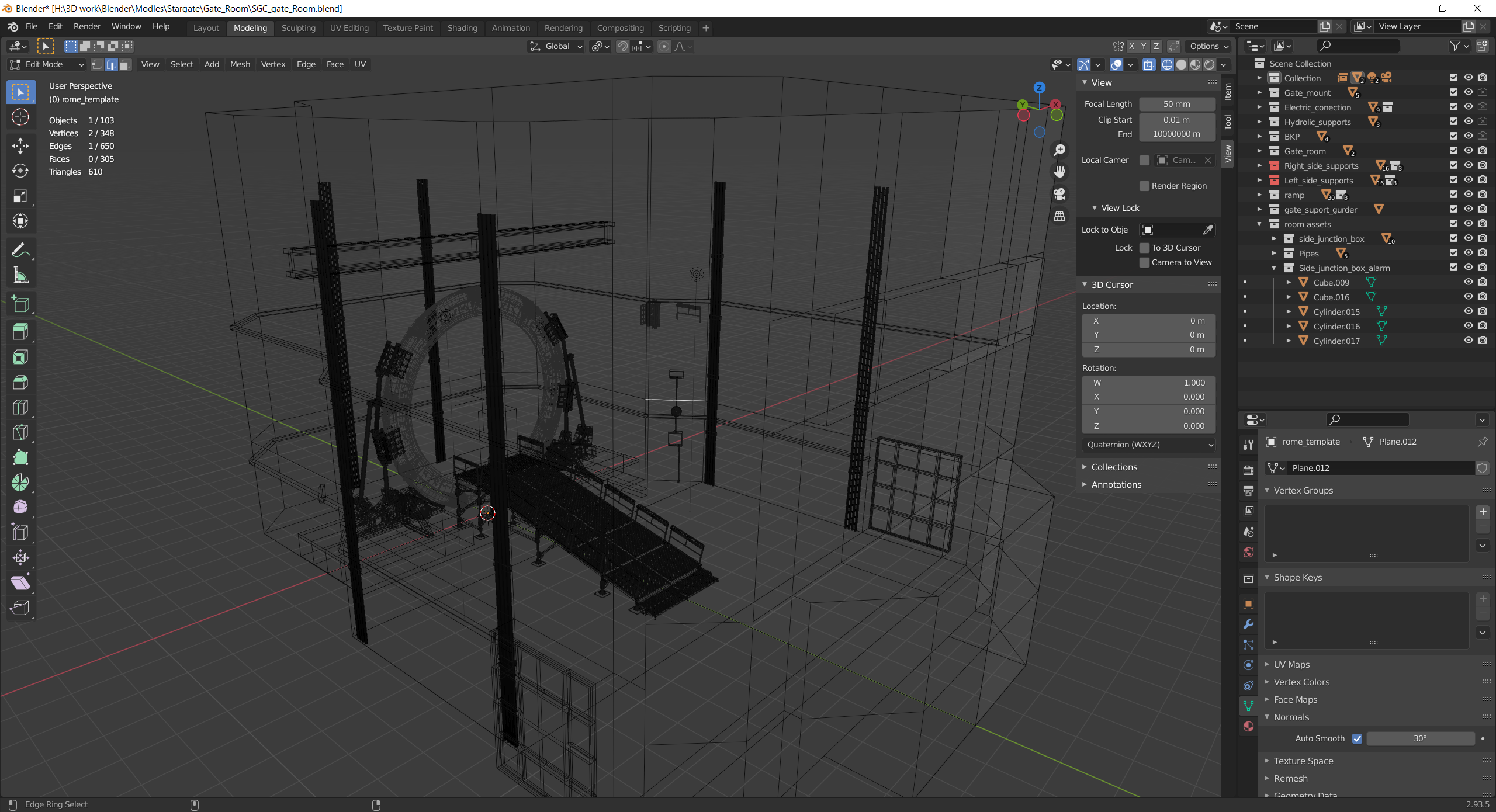 Stargate gate room wireframe